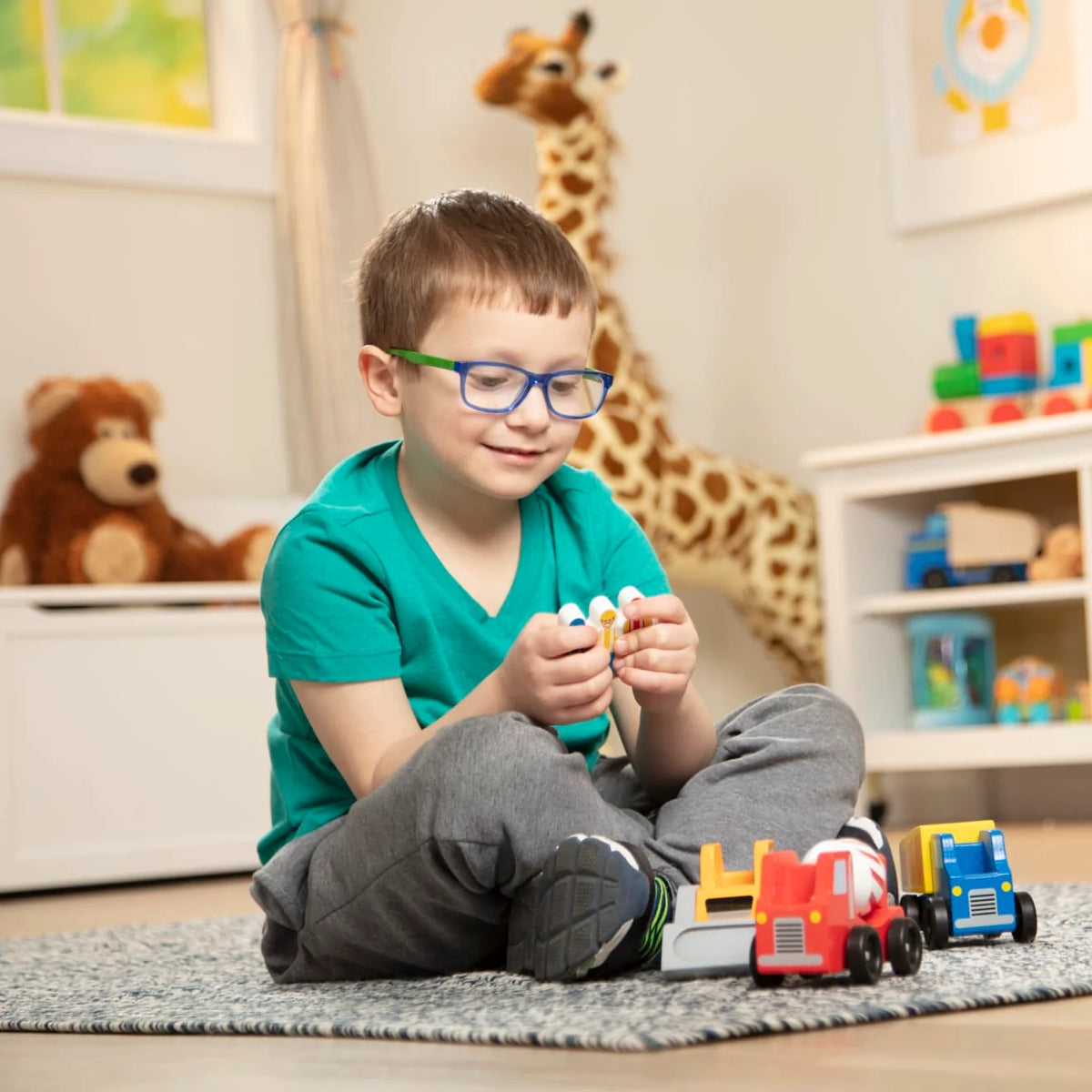 Classic Wooden Toy Construction Vehicle Set